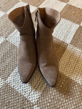 Crown Vintage Taupe Suede Pointed Ankle Boots